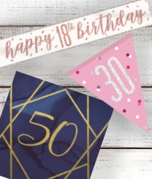 Age Milestone Birthday Party Supplies | Ideas | Packs | Ages 1-100